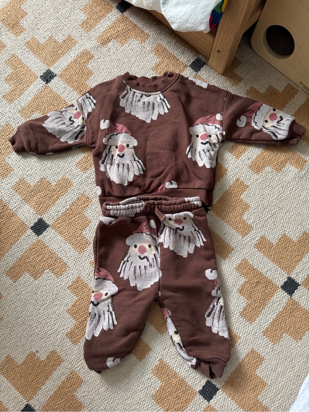 Zara Brown Santa Print Kids Matching Set